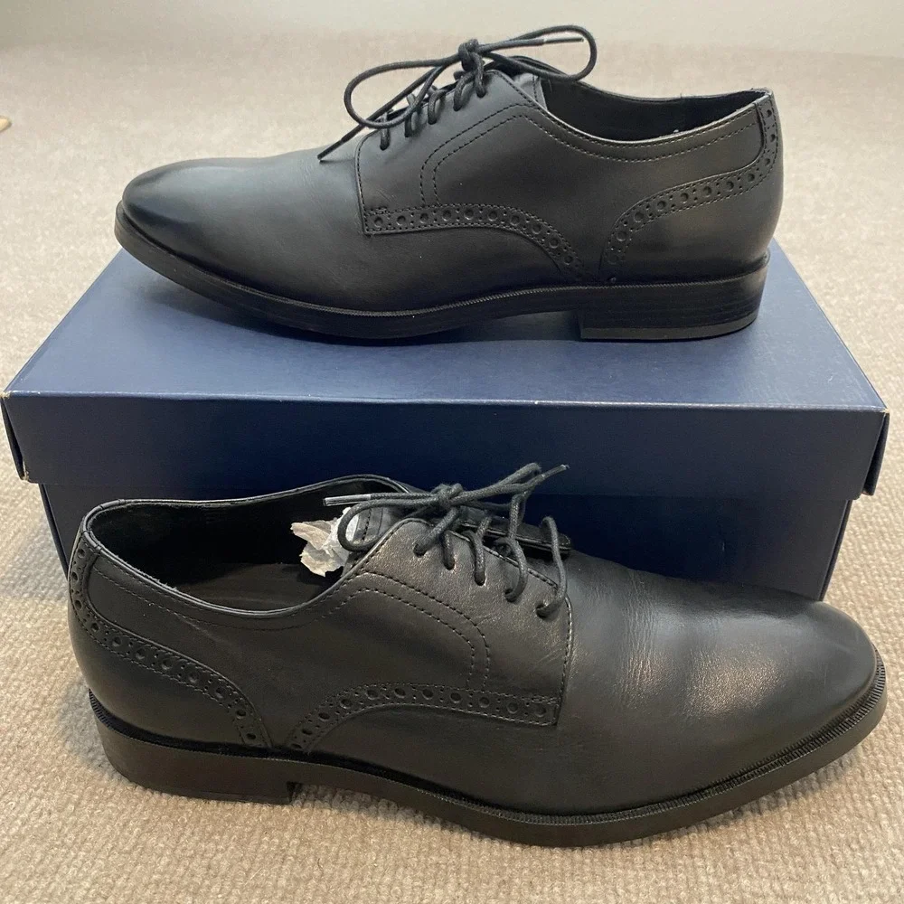 Cole Haan Grand.OS Shoes Mens‎ Size 8 M Black Leather Derby Dress Oxfords C23782